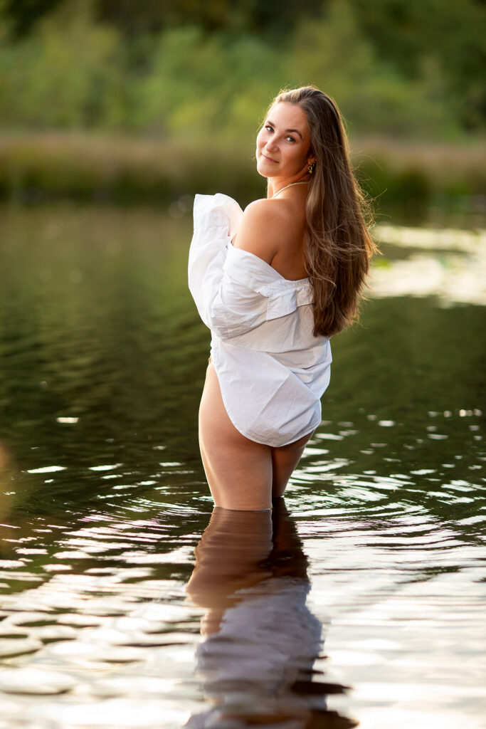 Esmee tijdens een watershoot in de Zwarte Dennen